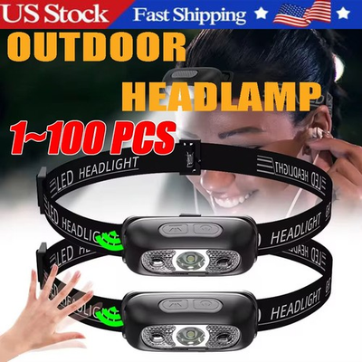 #ad #ad LED Headlamp USB Rechargeable Flashlight Waterproof Head Lamp Torch Camping Lot $282.59