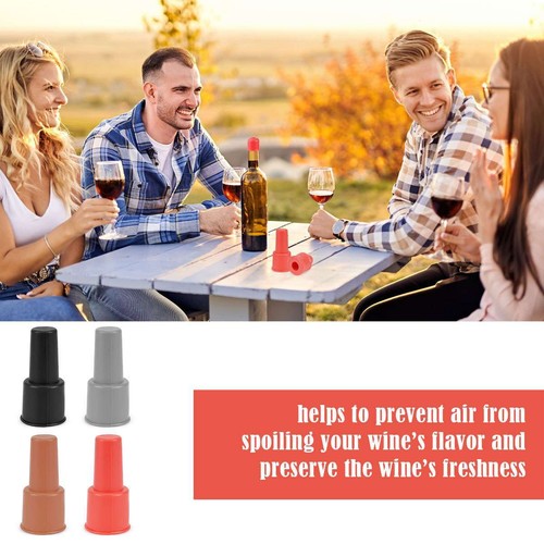 8 Pezzi Tappi per Vino in Silicone per Bottiglie di Vino, Coperchio Bottiglia in Silicone Riutilizzabile - Foto 6 di 12