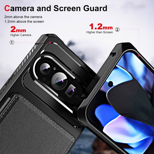 Funda trasera de cuero con ranura para tarjeta de crédito a prueba de golpes para teléfono Google Pixel - Imagen 4 de 52