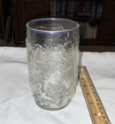 ANCHOR HOCKING 16 Oz TUMBER CLEAR LEAVES & ACORNS Pressed Patterned Glass VTG