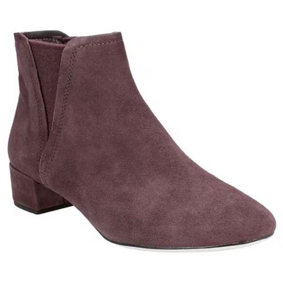 Clark's Suede Orabella Ruby Aubergine Leather Chelsea Bootie Boots UK3 D New