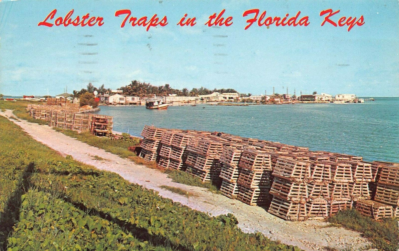 Florida Keys Lobster Traps Conch Key islamorada Vintage 1970s Postcard