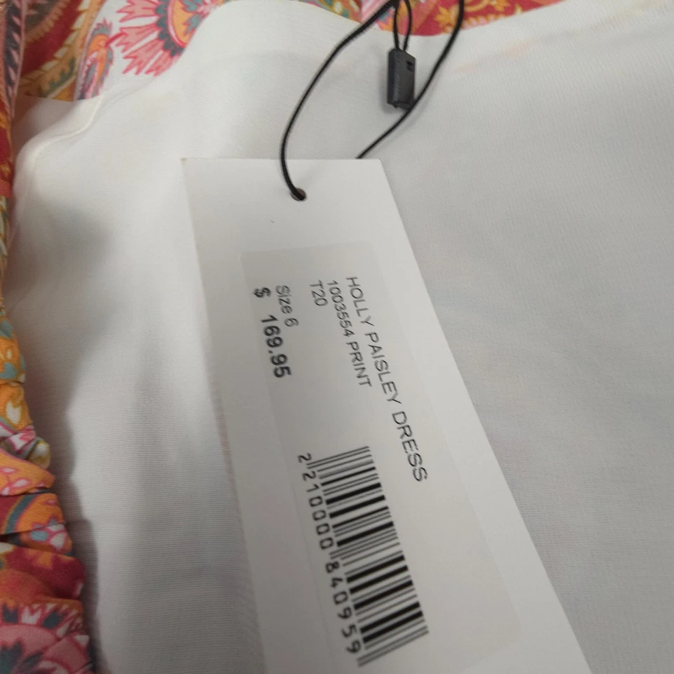 Vestido SHEIKE Mujer 6 Blanco Rosa Acebo Paisley Mangas Abullonadas Cuello en V Verano Talla 6 Foto 3 de 4