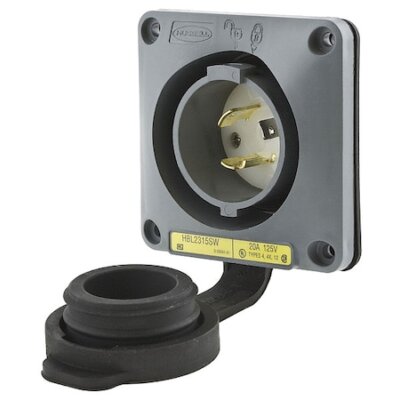 Hubbell Wiring Device-Kellems Hbl2315sw Watertight Flanged Locking Inlet,