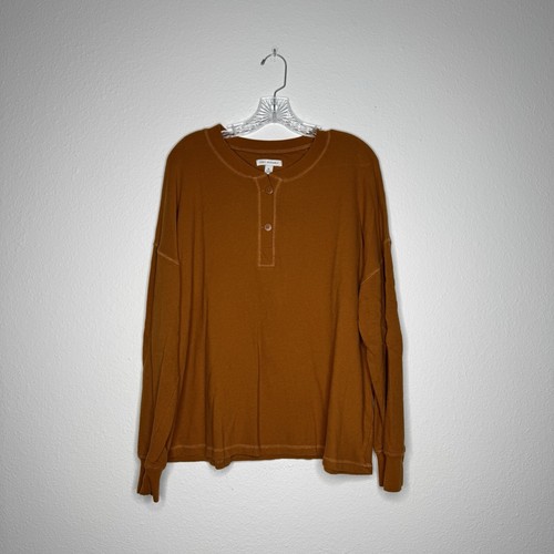 Camisa Henley de manga larga naranja quemada Free Assembly “Brown Brick” para mujer talla XL - Imagen 6 de 6