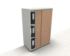 Schiebetürenschrank 80 cm breit Korpus montiert Aktenschrank 3 OH mit Schiebetür