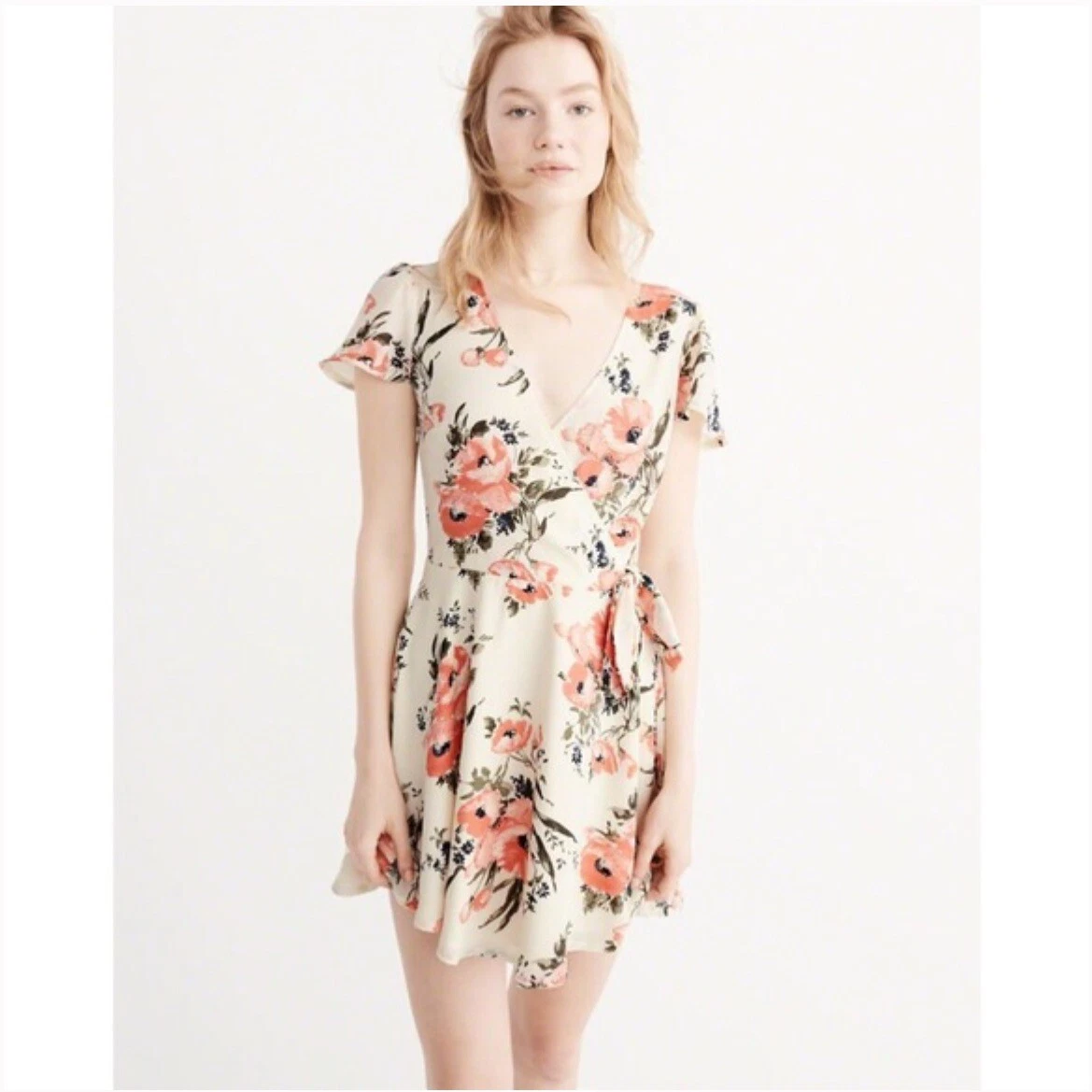 Abercrombie u0026amp; Fitch Faux Wrap Mini Floral Dress | eBay