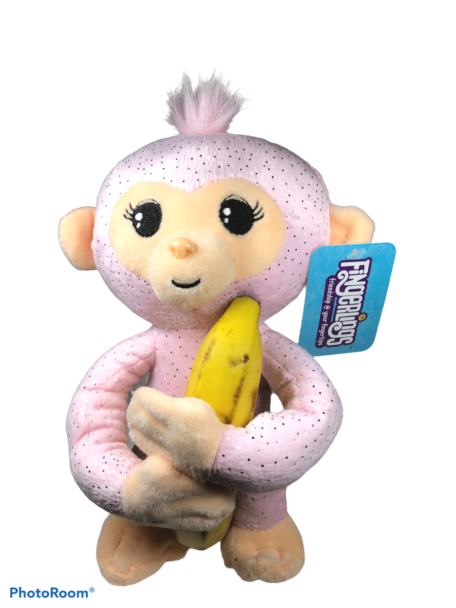 Fingerlings Pink Glitter Monkey Plush Stuffed Toy with Poseable