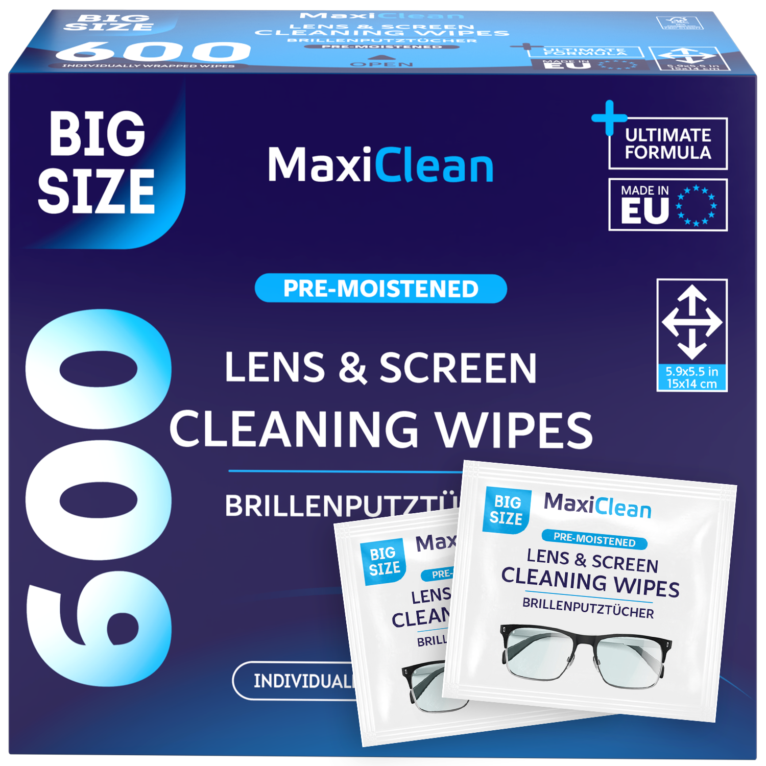 Eye Glasses Wipes Lens Cleaner 600 Individually Wrapped for Phone