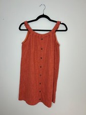 Madewell Women's Burnt Orange Tank dress wooden button front mini dress Sz Small