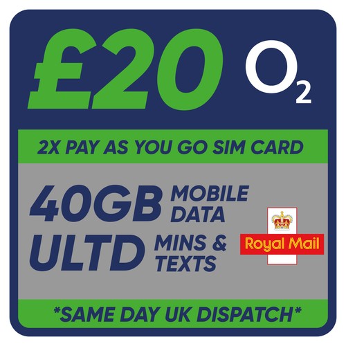 O2 PAY AS YOU GO SIM CARD £20.00 | 40GB Data - ULTD Mins - ULTD Texts - Picture 3 of 3