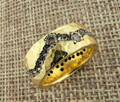 Tap By Todd Pownell 18k Gold Reverse Upside Down Set Fissure 7mm Band Ring  Sz