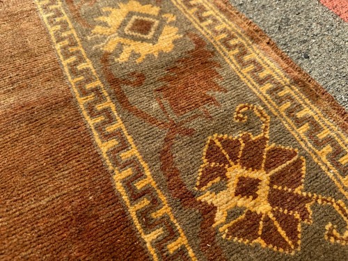 2x13 VINTAGE RUNNER RUG oriental HANDMADE antique handwoven brown cashmere 3x13 - Picture 12 of 17