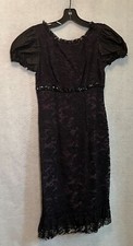 Vera Wang Lace Overlay Dress Black Purple Silk Womens Size 2
