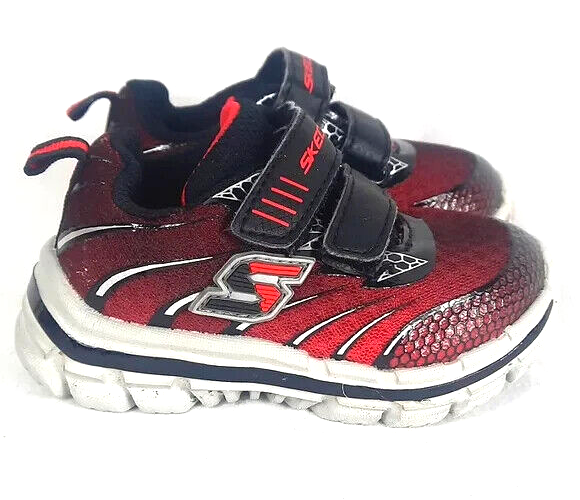 Skechers Memory Foam Gel Infused Toddler Shoes Size 5 Red Black Sneakers-image
