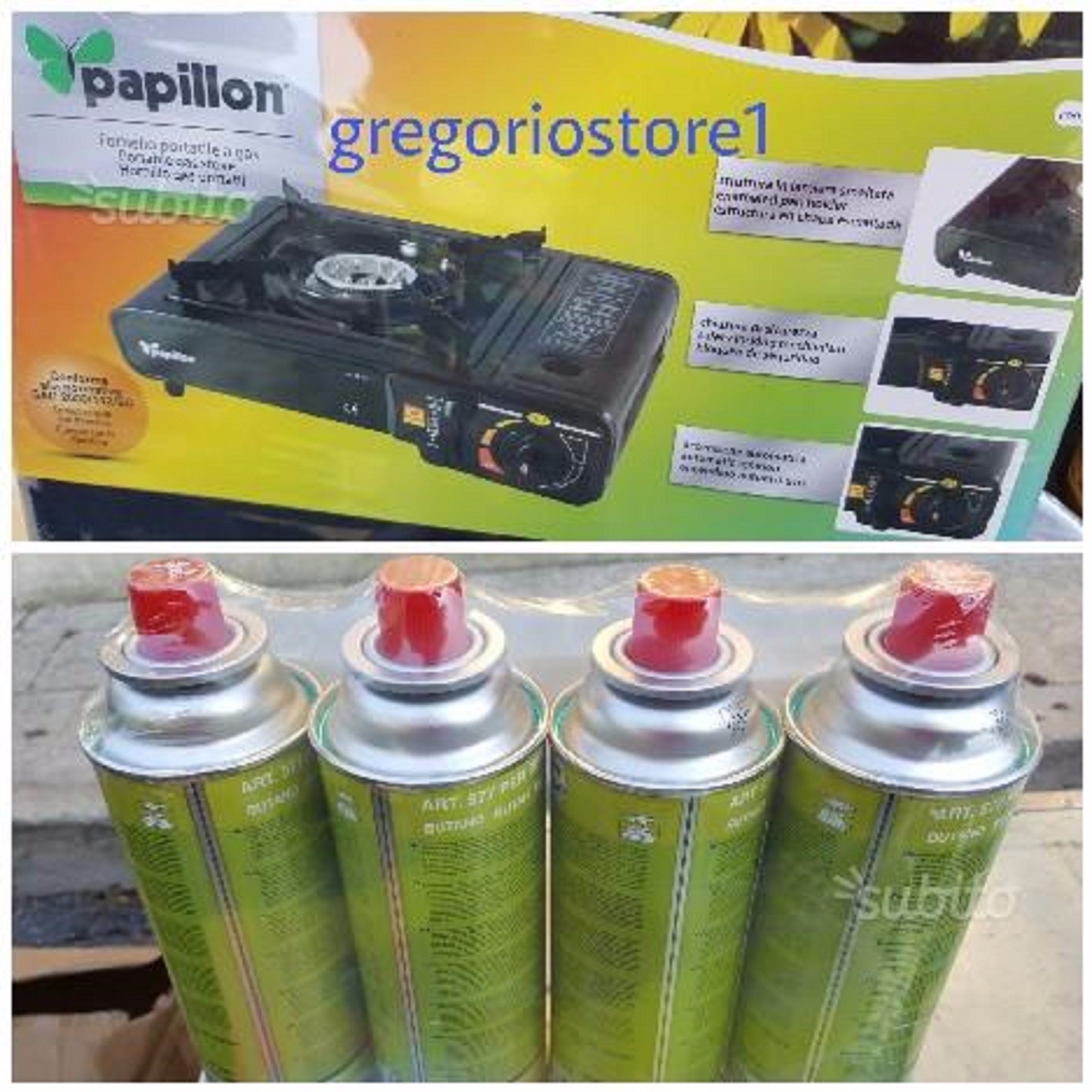 Kit Fornello da Campeggio Portatile Piezo + 4 Gas + Custodia Rigida