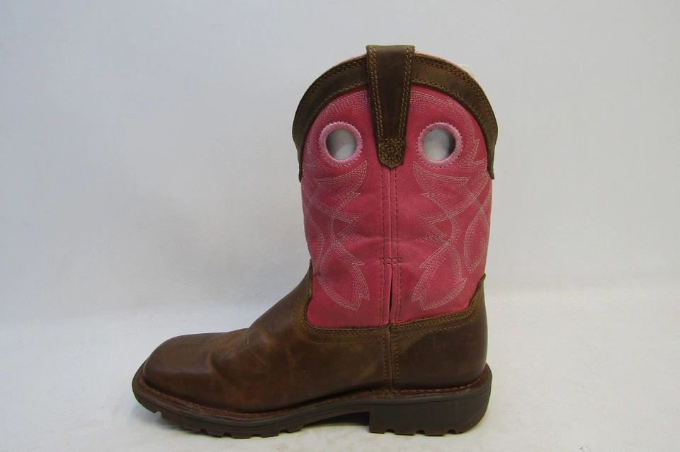 Botas de Vaquero Rocky Niños Jóvenes Talla 4 M Rosa Marrón Cuero Buckaroo Foto 2 de 4