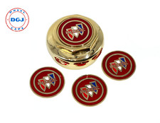 Buick Candy Red On Gold Lowrider Wire Wheel Metal Chips Emblems Size 2.25 S1