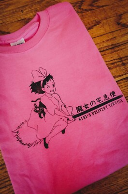 Vintage Kiki's Delivery Service Pink T-Shirt, Anime Manga Otaku