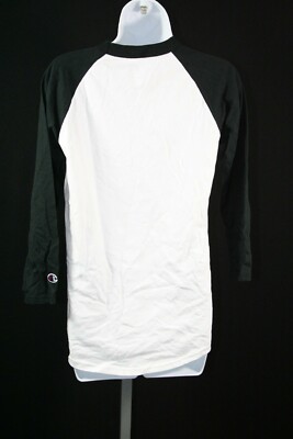 24A10 Champion T137 Authentic Apparel Baseball Tee SM White and Black