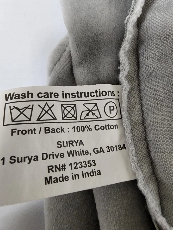 Surya Lote de 2 Fundas de Almohada Cuadradas Euro Gris 100% Algodón Talla 20x20 Foto 3 de 3