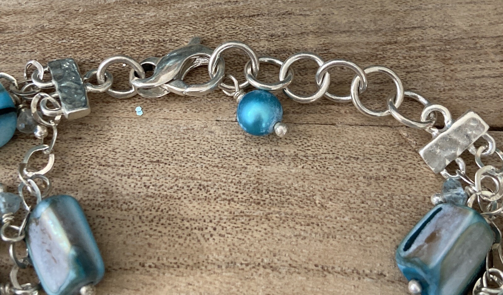 Blue Gemstone Teardrop Solid Sterling Silver Dang… - image 3