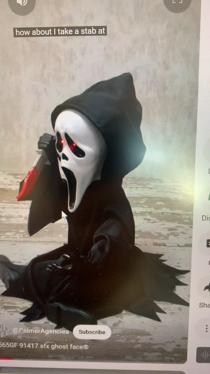 Ghost Face® Animated Sitting Figure Light Up Eyes Sound