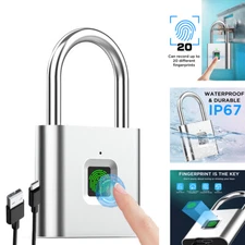 Biometric Fingerprint Padlock Rechargeable Keyless Lock Waterproof Smart Locker