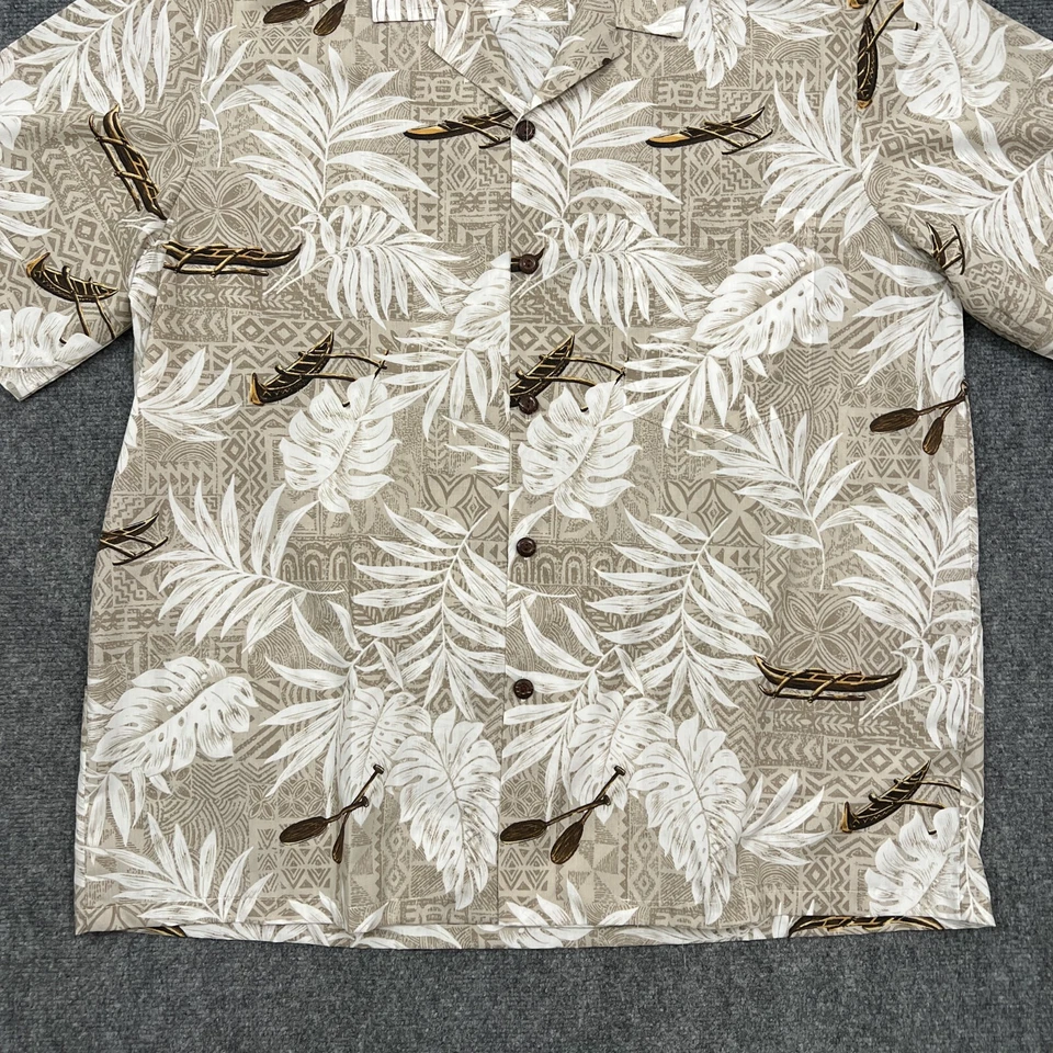 Мужская гавайская рубашка Royal Creations XXL серая сделано на Гавайях каноэ племенной лагерь - Изображение 3 из 4