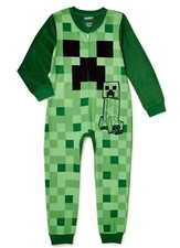 Sz 4-12 Minecraft One Piece Pajamas Creeper Union Suit Boy Girl Blanket Sleeper