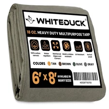 WHITEDUCK Heavy Duty Waterproof Canvas Tarp 18 Oz 100% Cotton Tarpaulin full cov