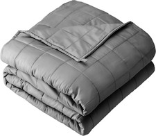 Heavy 17Lb Weighted Blanket - 100 Cotton, Nontoxic Glass Beads, Light Grey