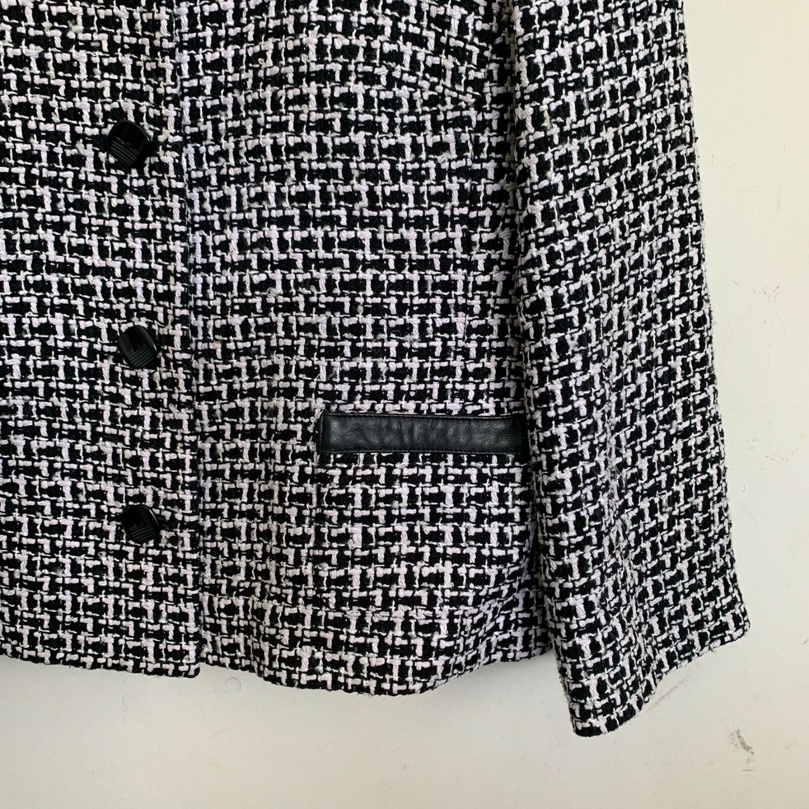 Pendleton Jacket Collarless Textured Black White … - image 6