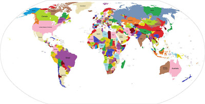 World Map Wall Art Poster Print HomeSchooling Home Office School Decor Artwork