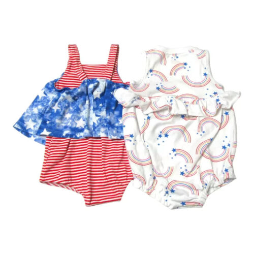 Cat & Jack Baby Girl Rompers 2 PC Set Stars, Stripes, Rainbow Size NB-18M - Picture 48 of 52