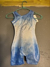 BAOHULU Gymnastics Leotards for Girls 4 to5 years old Blue And White