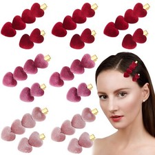 24 Pieces Heart Hair Clips Valentine's Day Hair Accessories Lovely Velvet Hea...