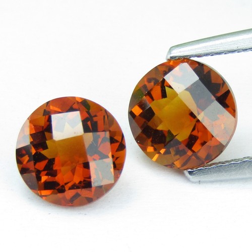 2.84Cts Ravishing Natural Citrine 7mm Round Checker Cut Matching Pair Gemstones - Picture 5 of 6