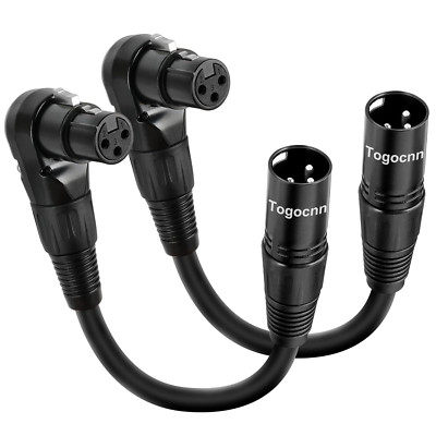 2-Pack XLR Microphone Extension Cable Adapter 0.6 Feet 90 Degree XLR Female to