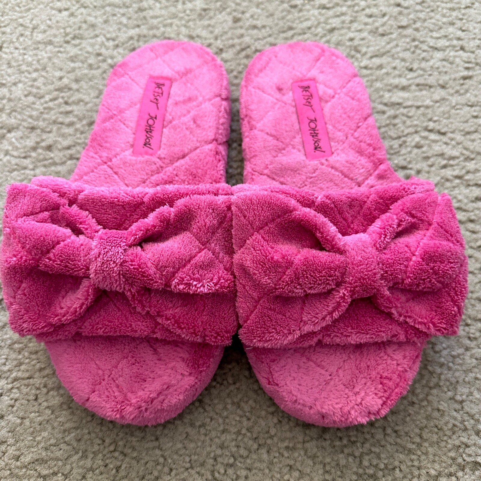 APL Betsey Johnson rosa fiocco slip on scarpe donna ciabatte taglia small 5 6