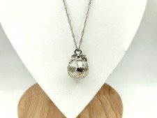 Pumpkin Pendant Necklace - Autumn Fall Halloween - Silver Tone