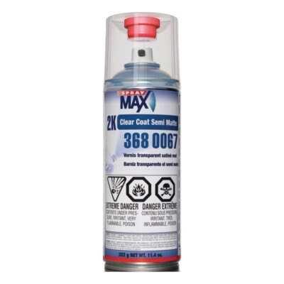 SprayMax 3680067 2K Semi-Matte Semi-Gloss Clear Coat 400ml Aerosol Spray Can USC