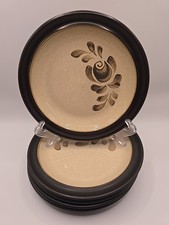 Denby Bakewell Tea Plates x4 – 17 cm – Black and Cream – Vintage Stoneware