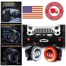 4 Inch Led Fog Lights With Red Halo Ring And Adjustable Angle Waterproof Design