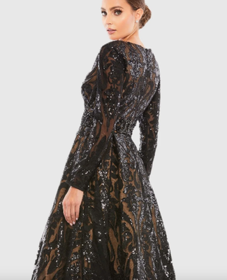 black and nude sequin dress Scala 80105 Prom Beaded Sequin Long Formal Evening Dress