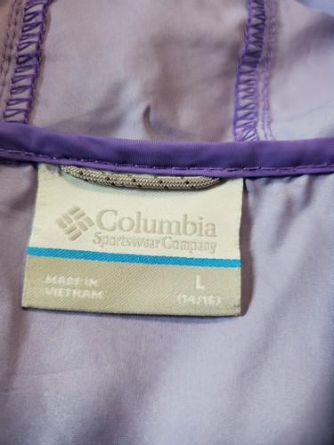 Columbia KIDS Jacket Girls 14-16 Hooded Windbreaker Nylon Full Zip Raincoat Lrg - Picture 5 of 9