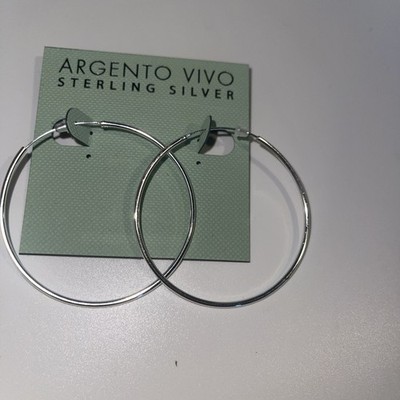 Argento Vivo STERLING SILVER Hoop Earrings 2  NEW