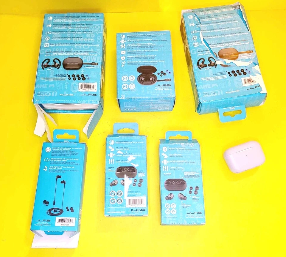 *STORE RETURNS* LOT 7x JLAB JBUDS EPIC AIR SPORT ANC PRO GO AIR POP EAR BUDS