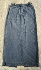 Vintage Ralph Lauren Denim Midi Skirt Women  s Size 4 Buckle Waist Hong Kong