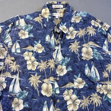 Pierre Cardin Shirt Men's Size MEDIUM FLORAL HAWAIIAN ISLAND S/S Button Up